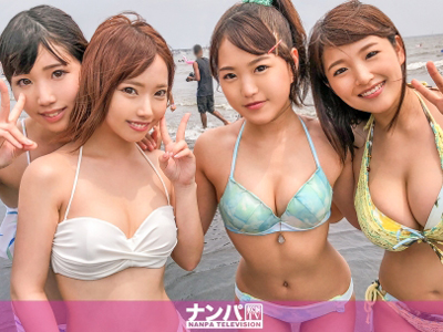 いたらラッキーハズレなしJD4人組を海ナンパして乱交パコ